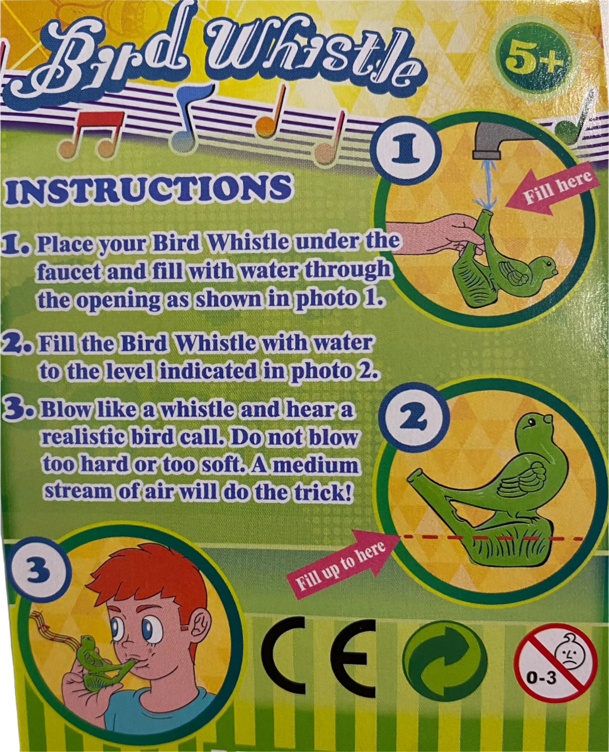 instructions for toy bird water whistle